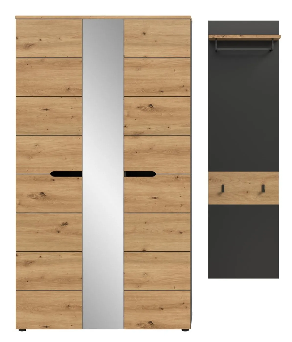 Garderoben-Set Canu | Basalt grau / Artisan Eiche | 2-teilig