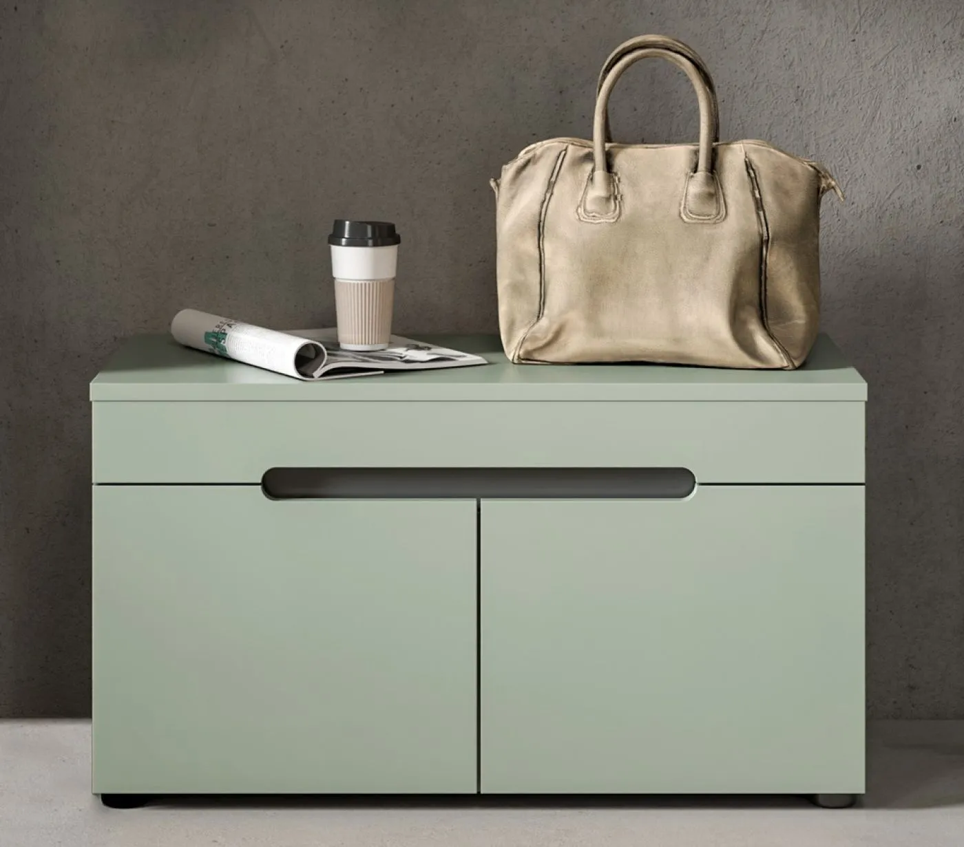 Garderoben-Set Canu | Basalt grau / Smoke Green | 5-teilig mit Kissen