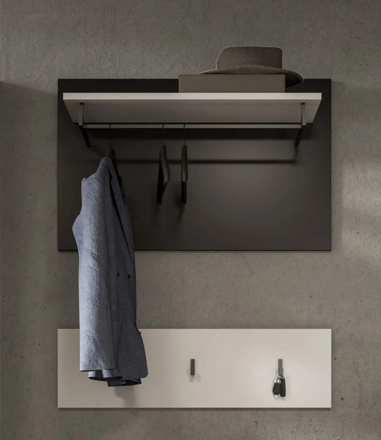 Garderoben-Set Canu | Basalt grau / Weiß | 4-teilig ohne