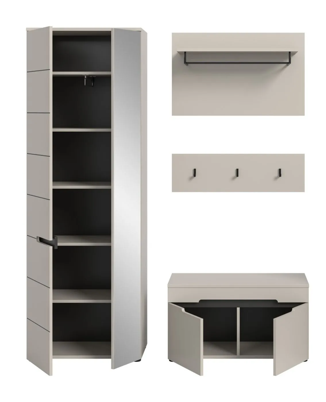 Garderoben-Set Canu | Kaschmir / Basalt grau | 3-teilig