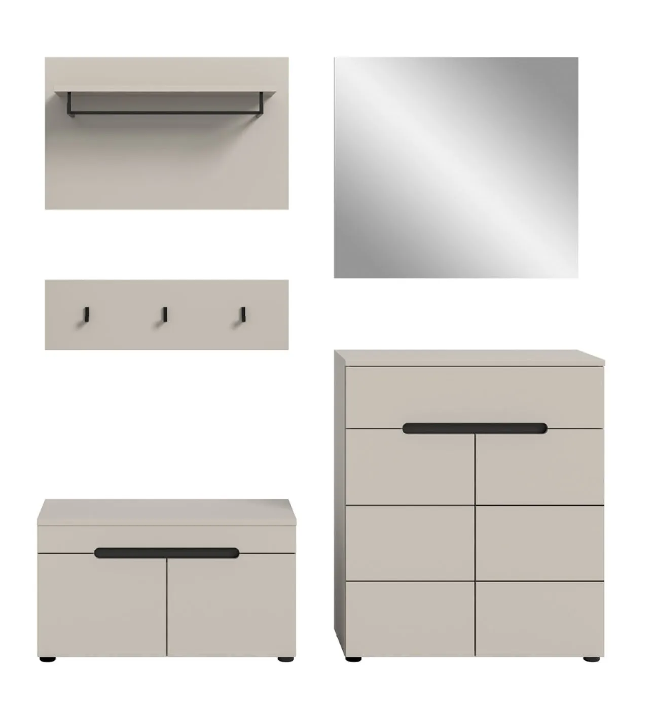 Garderoben-Set Canu | Kaschmir / Basalt grau | 4-teilig