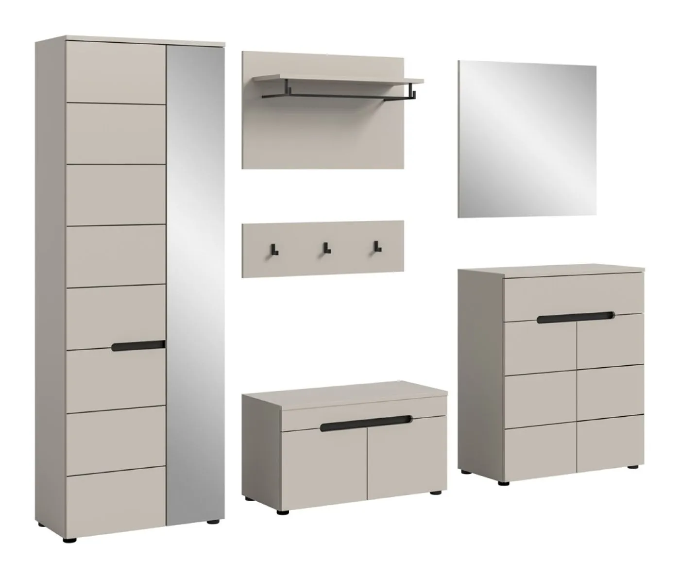 Garderoben-Set Canu | Kaschmir / Basalt grau | 5-teilig