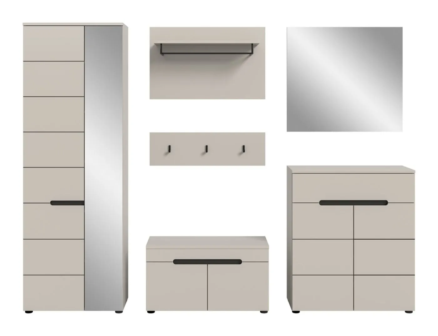 Garderoben-Set Canu | Kaschmir / Basalt grau | 5-teilig