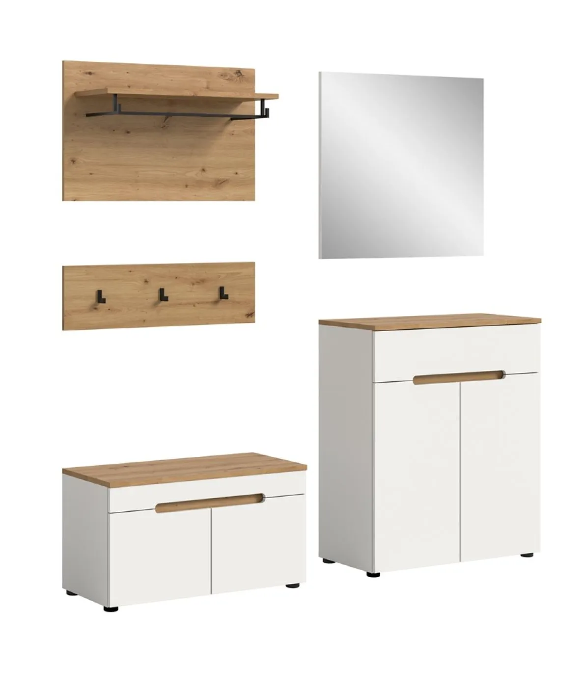 Garderoben-Set Canu | Weiß / Artisan Eiche | 4-teilig