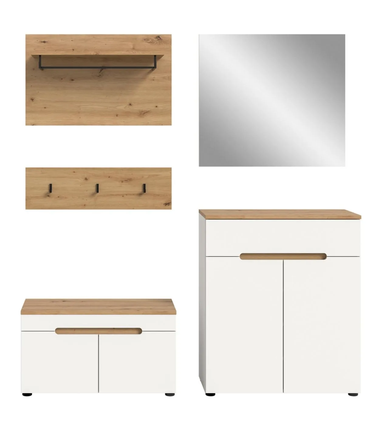 Garderoben-Set Canu | Weiß / Artisan Eiche | 4-teilig