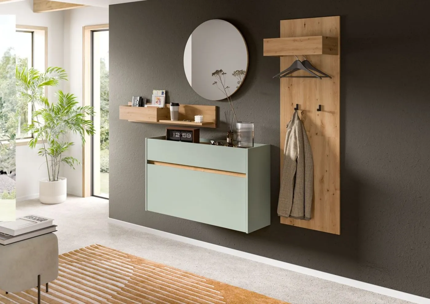 Garderoben-Set Drive 1 | Salbei / Artisan Oak | 4-teilig