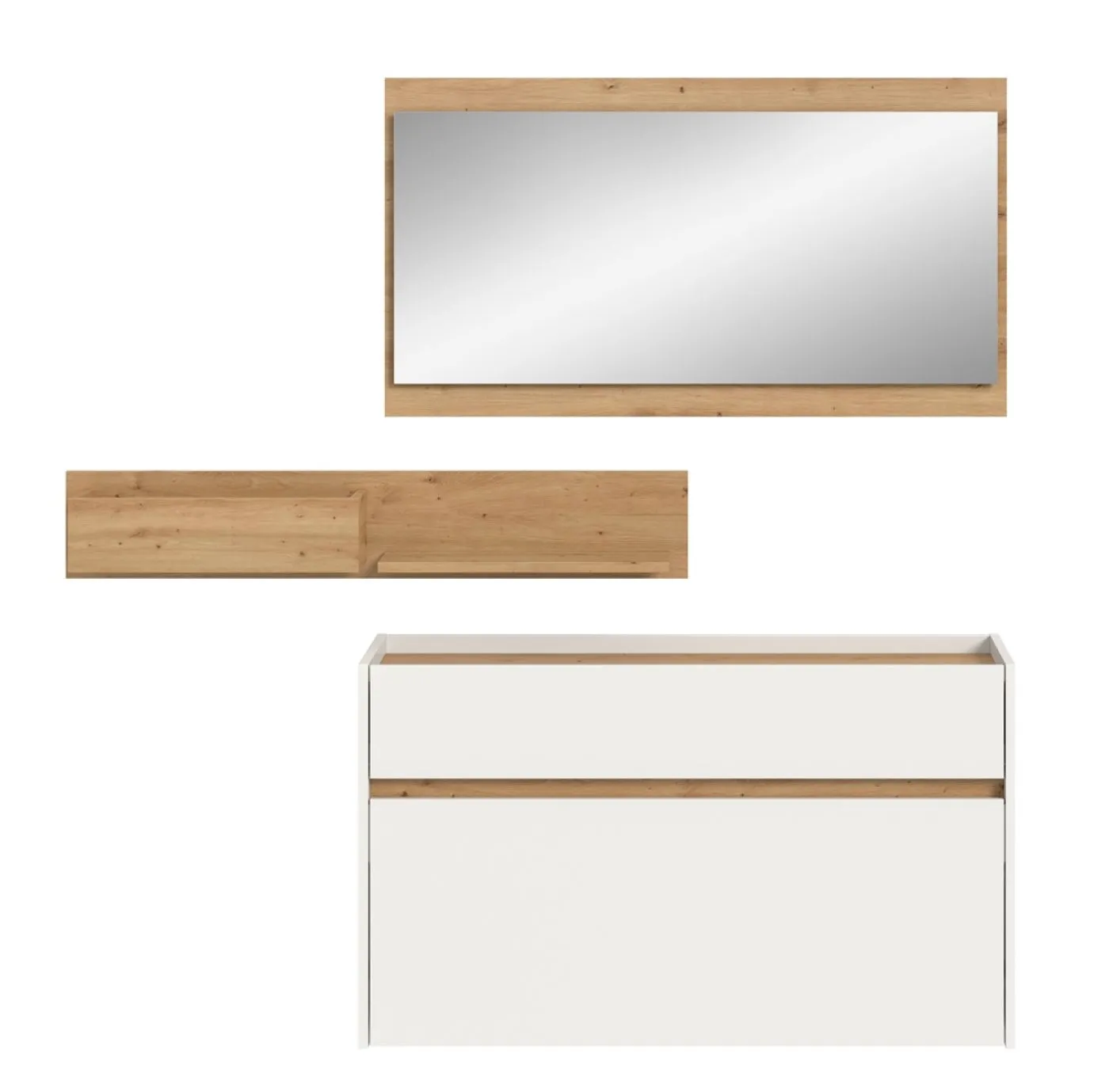 Garderoben-Set Drive 1 | weiß / Artisan Oak | 3-teilig ohne Beleuchtung