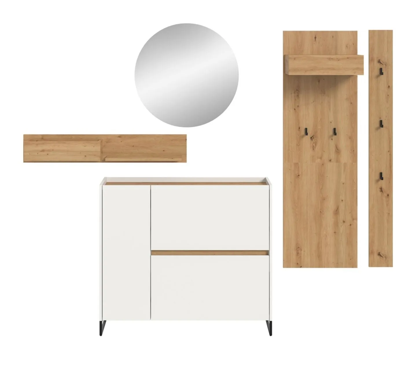 Garderoben-Set Drive 1 | weiß / Artisan Oak | 5-teilig