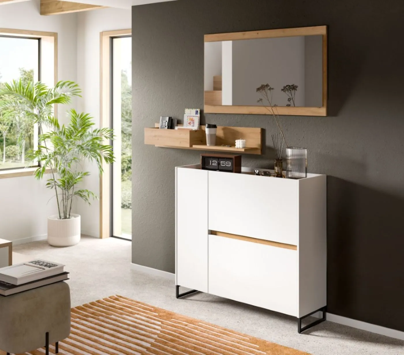 Garderoben-Set Drive 2 | weiß / Artisan Oak | 3-teilig mit Beleuchtung