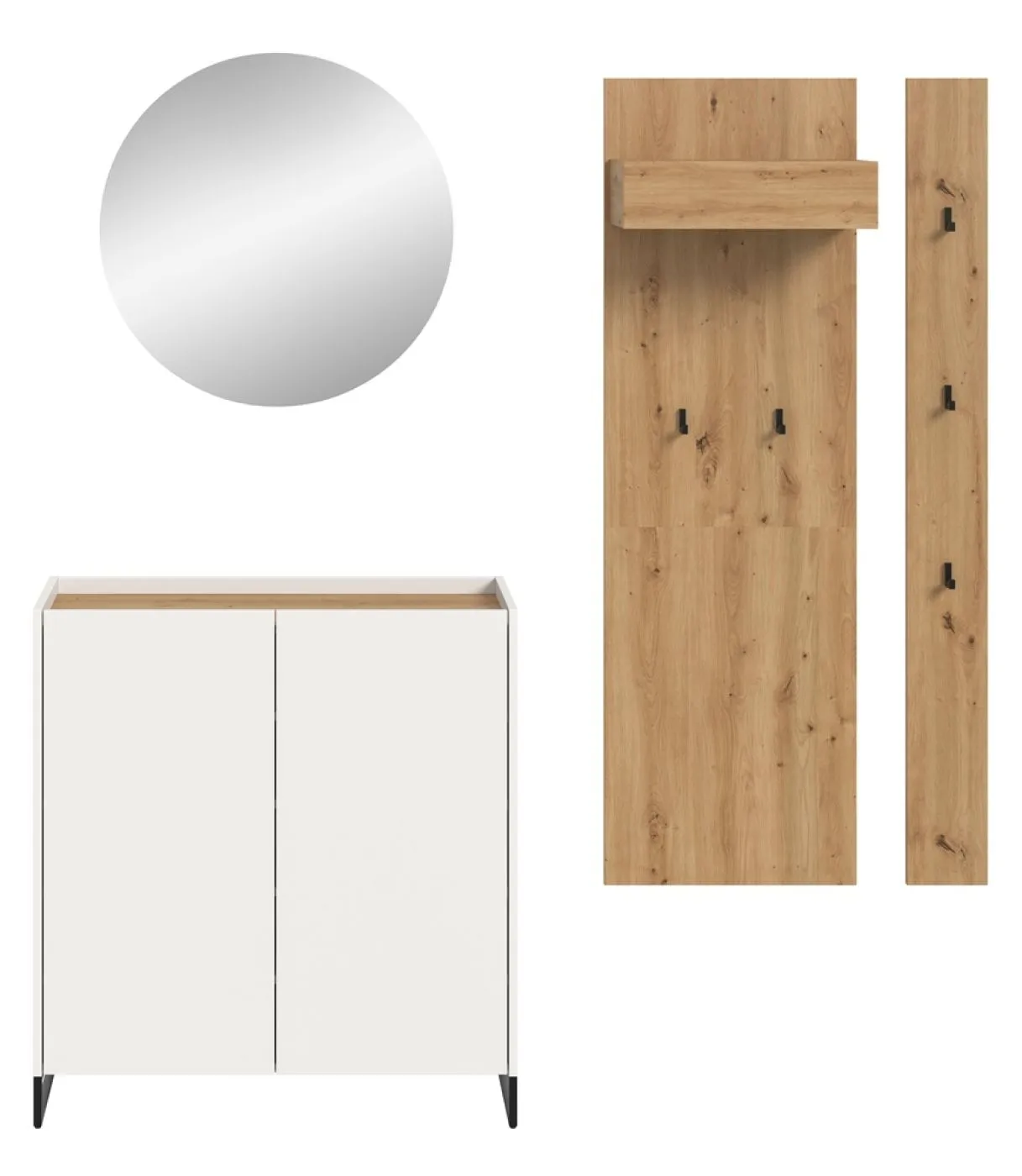 Garderoben-Set Drive 2 | weiß / Artisan Oak | 4-teilig mit Beleuchtung