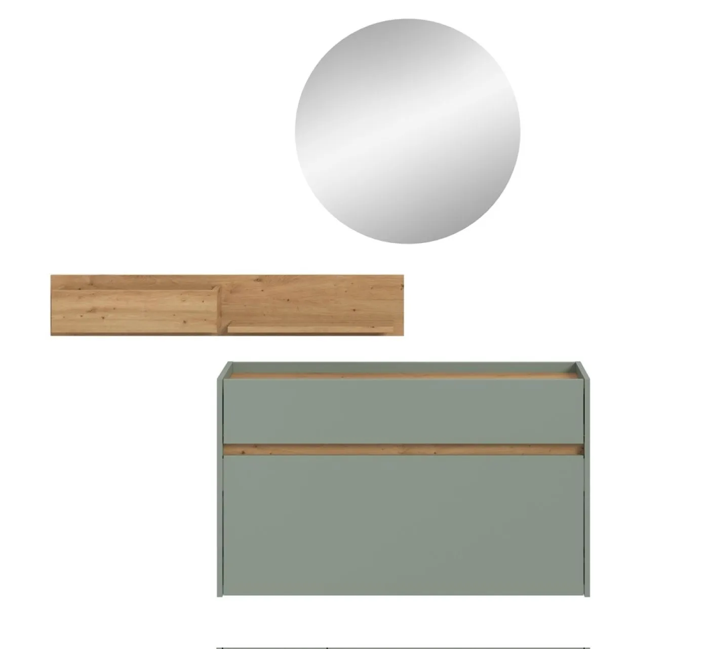 Garderoben-Set Drive 3 | Salbei / Artisan Oak | 3-teilig ohne Beleuchtung