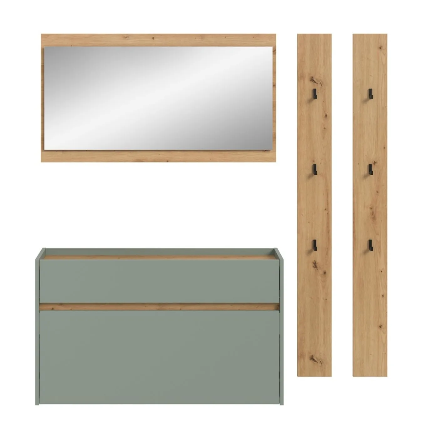 Garderoben-Set Drive 3 | Salbei / Artisan Oak | 4-teilig mit Beleuchtung