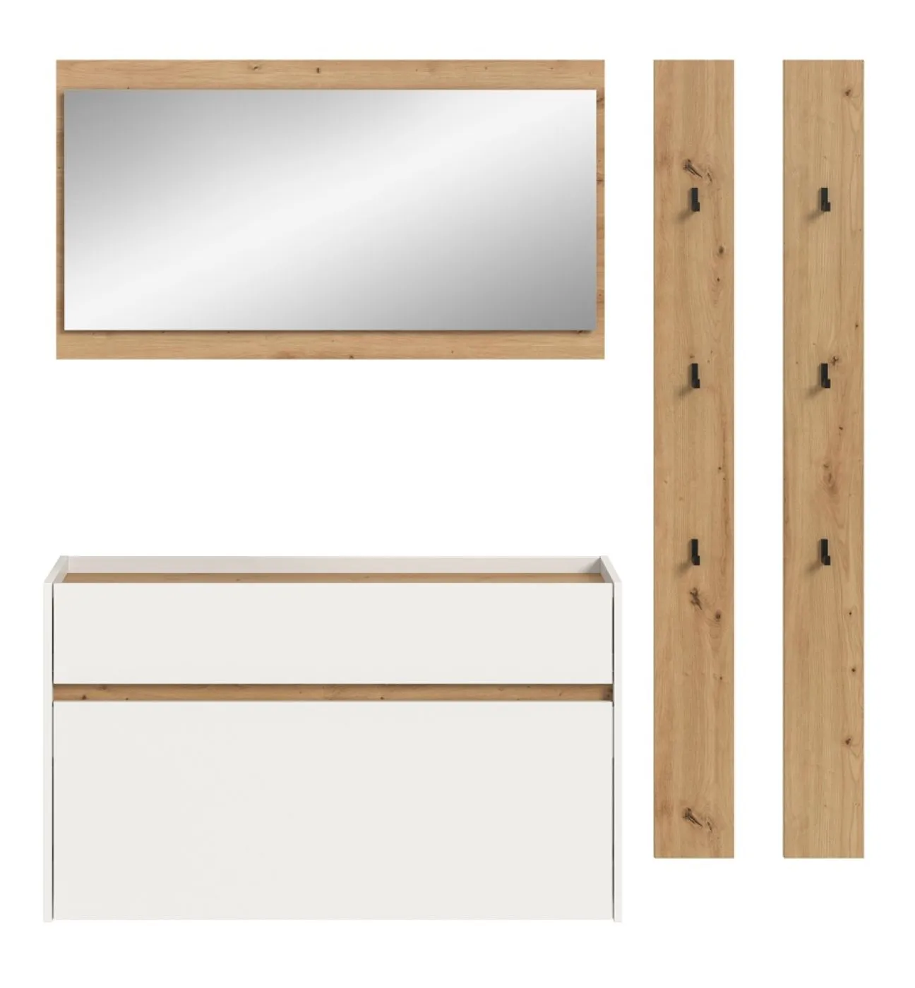 Garderoben-Set Drive 3 | weiß / Artisan Oak | 4-teilig mit Beleuchtung