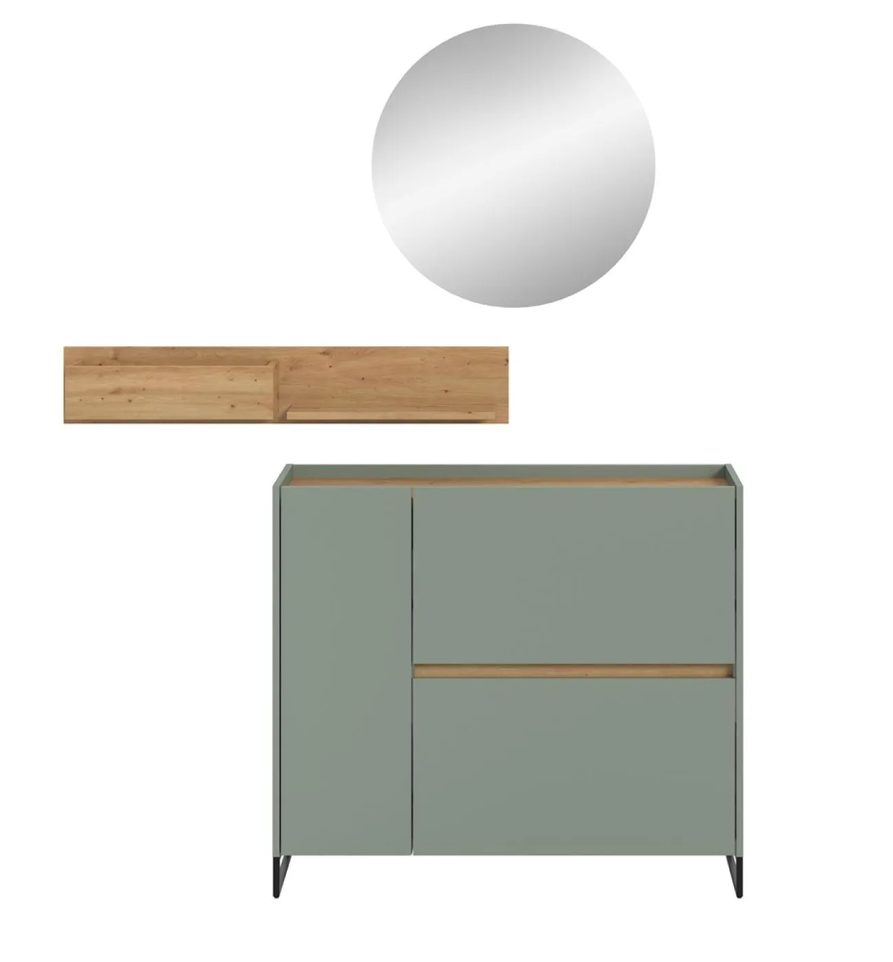 Garderoben-Set Drive 4 | Salbei / Artisan Oak | 3-teilig mit Beleuchtung