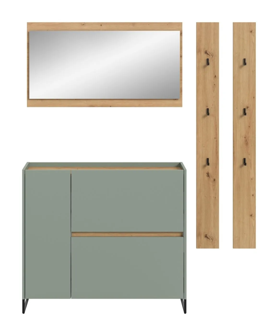 Garderoben-Set Drive 4 | Salbei / Artisan Oak | 4-teilig mit Beleuchtung