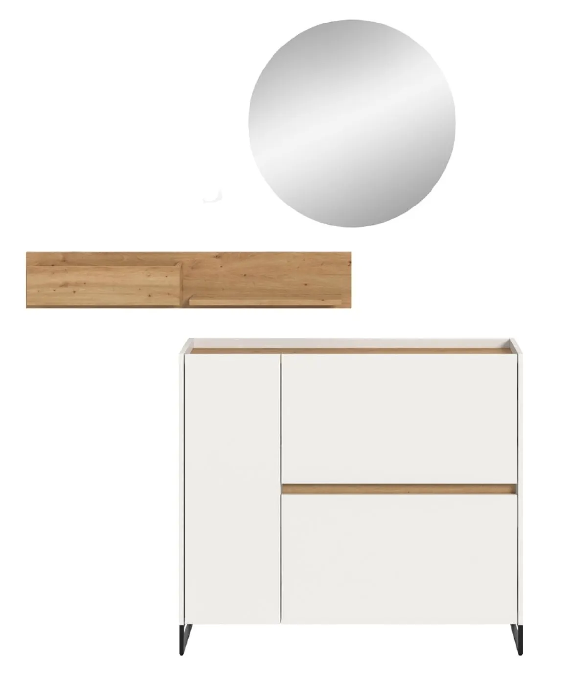 Garderoben-Set Drive 4 | weiß / Artisan Oak | 3-teilig mit Beleuchtung