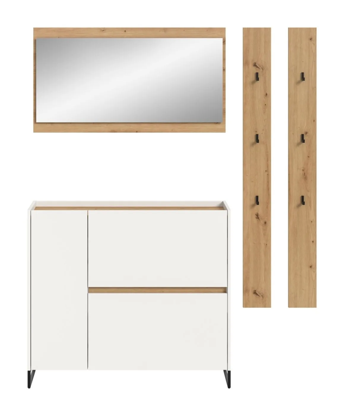 Garderoben-Set Drive 4 | weiß / Artisan Oak | 4-teilig mit Beleuchtung