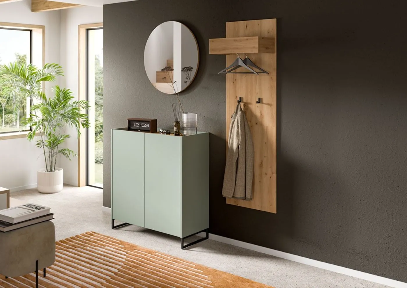 Garderoben-Set Drive | Salbei / Artisan Oak | 3-teilig ohne Beleuchtung