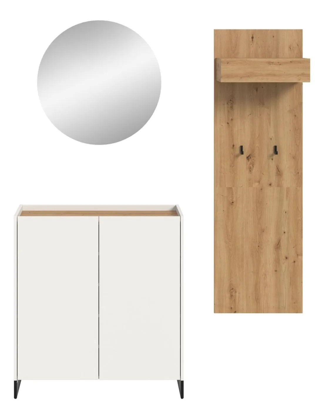 Garderoben-Set Drive | weiß / Artisan Oak | 3-teilig mit Beleuchtung