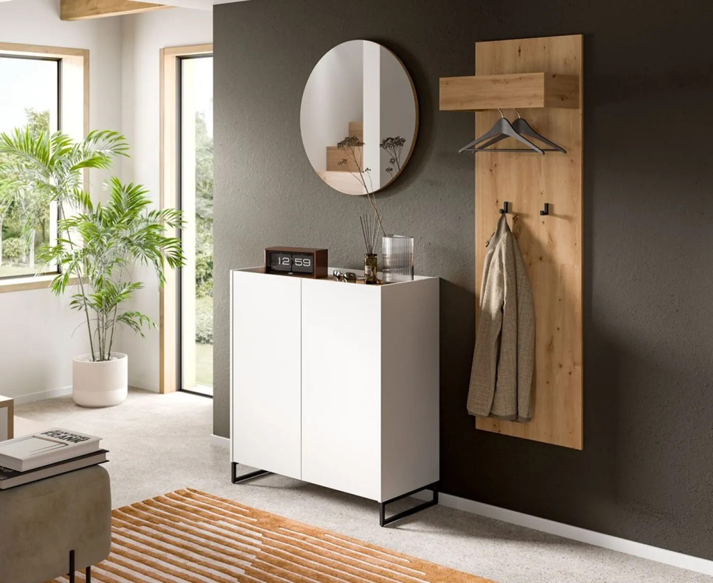 Garderoben-Set Drive | weiß / Artisan Oak | 3-teilig ohne Beleuchtung
