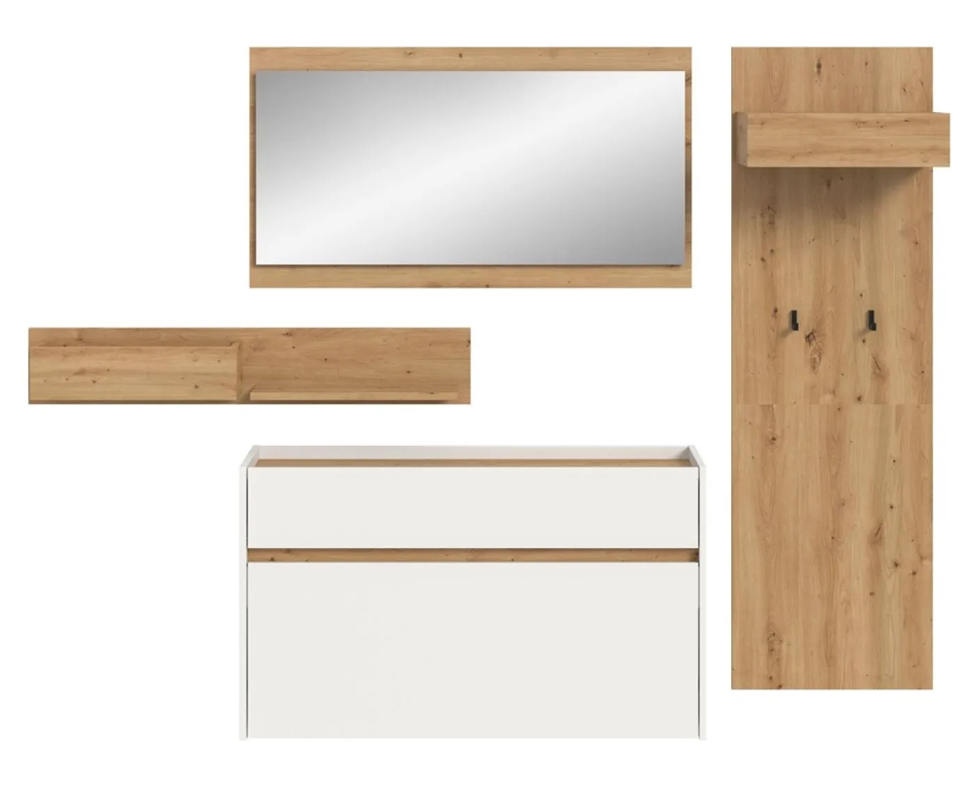 Garderoben-Set Drive | weiß / Artisan Oak | 4-teilig