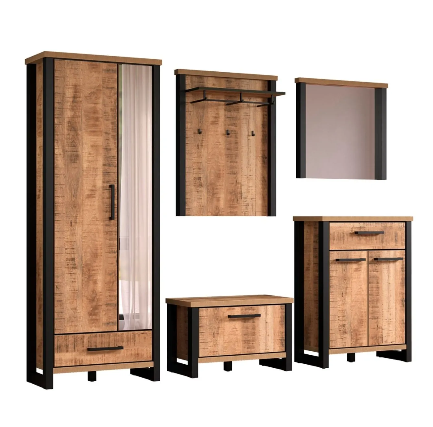 Garderoben-Set Enna, 5-teilig, Mango Dekor – Ansicht 4