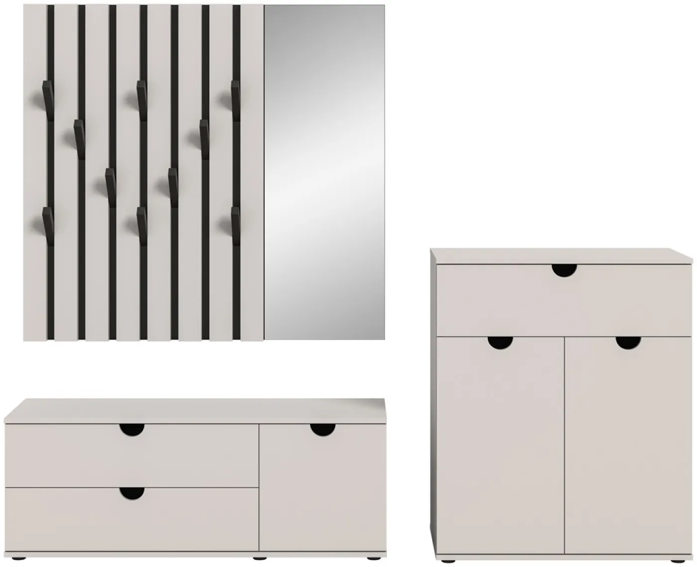 Garderoben-Set Evora | hellgrau | 3-teilig