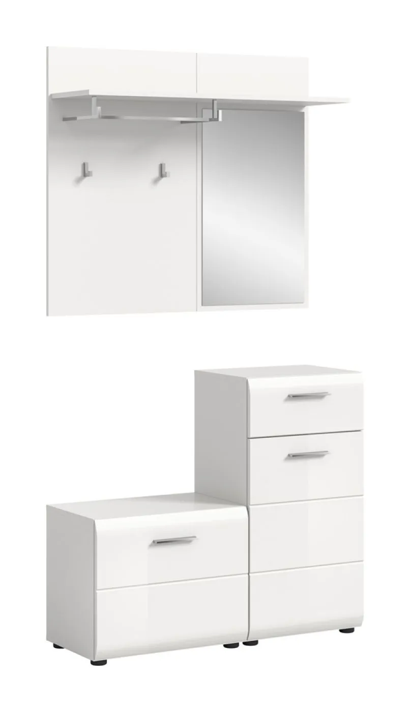 Garderoben-Set Ice | weiß hochglanz | 3-teilig