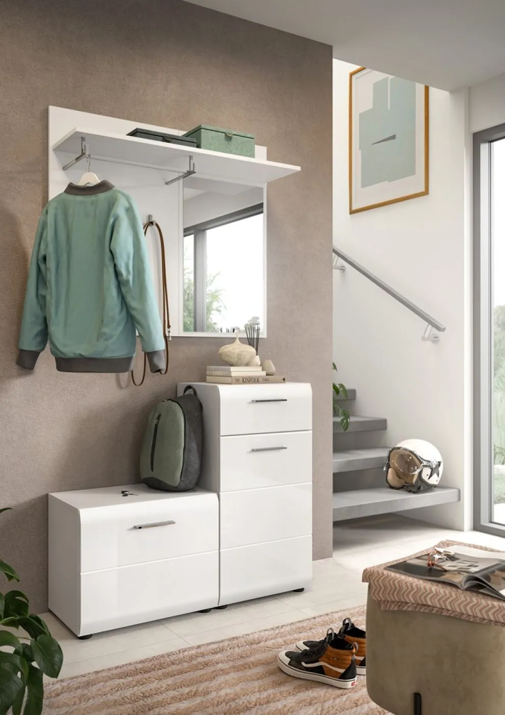 Garderoben-Set Ice | weiß hochglanz | 3-teilig