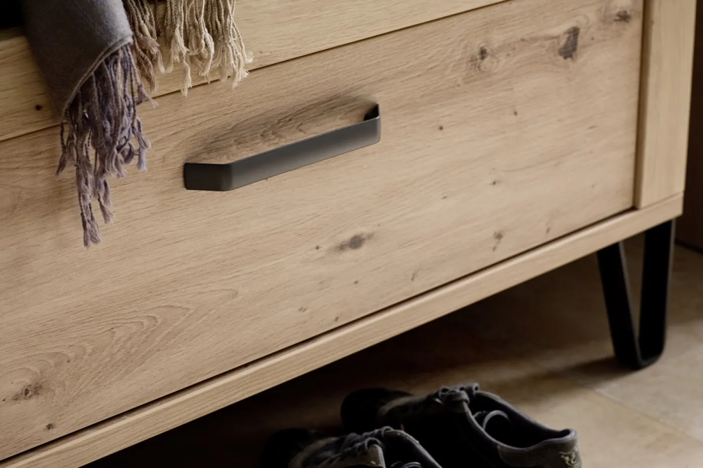 Garderoben Set Incata | Balkeneiche / Oxid grau | 5-teilig