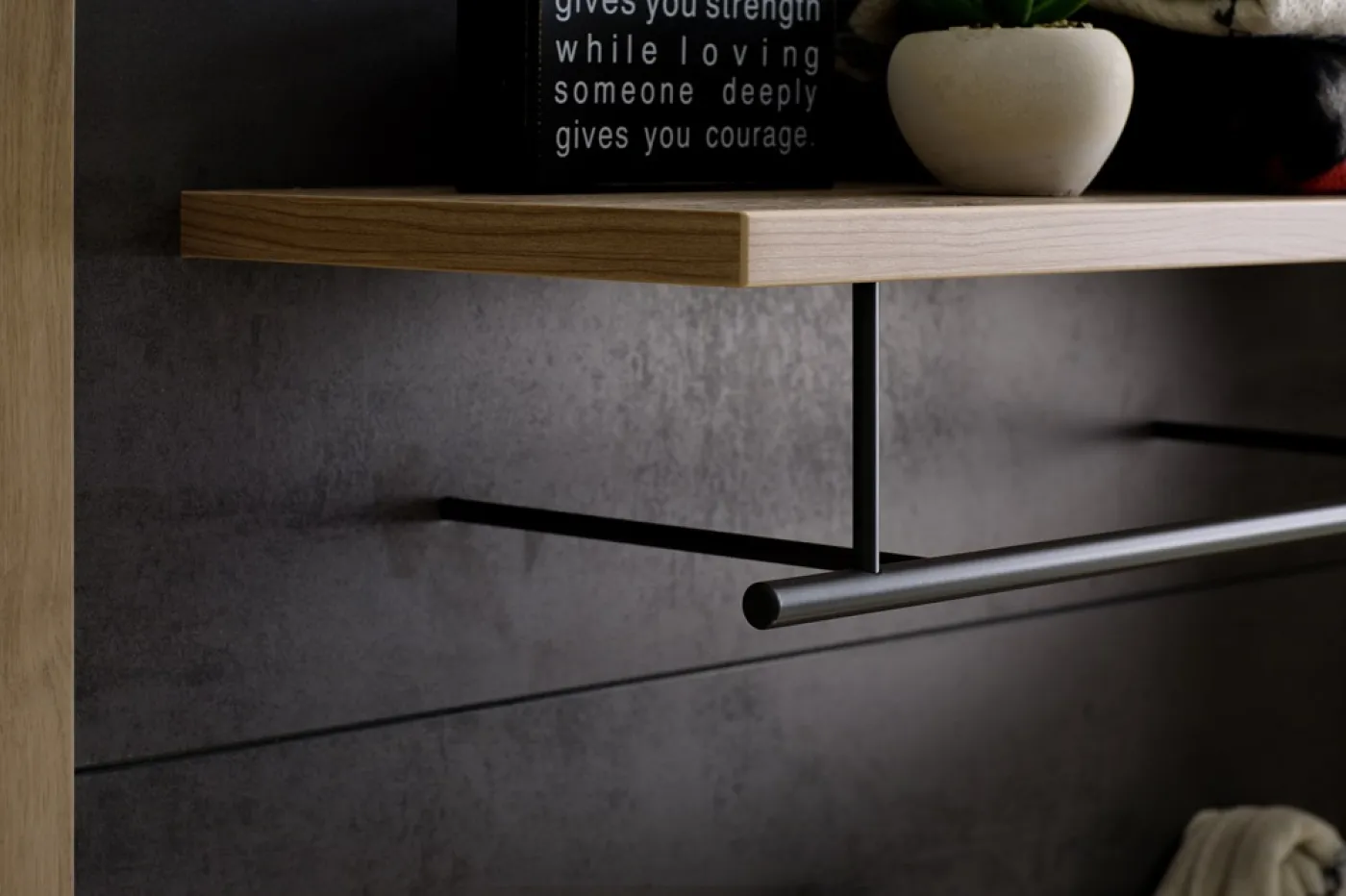 Garderoben Set Incata | Balkeneiche / Oxid grau | 5-teilig