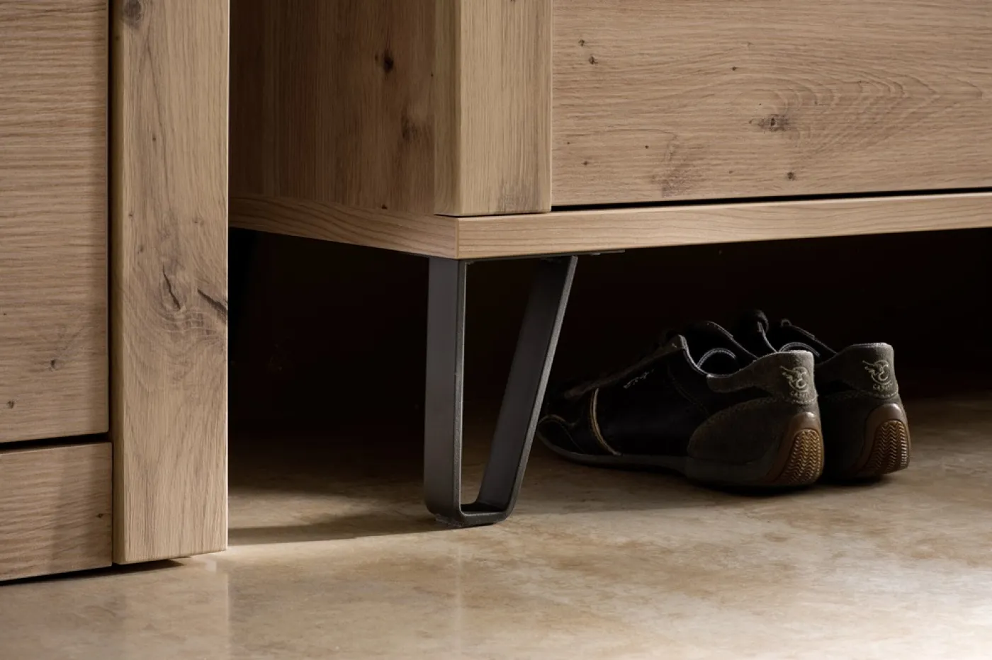 Garderoben Set Incata | Balkeneiche / Oxid grau | 5-teilig mit Sitzkissen