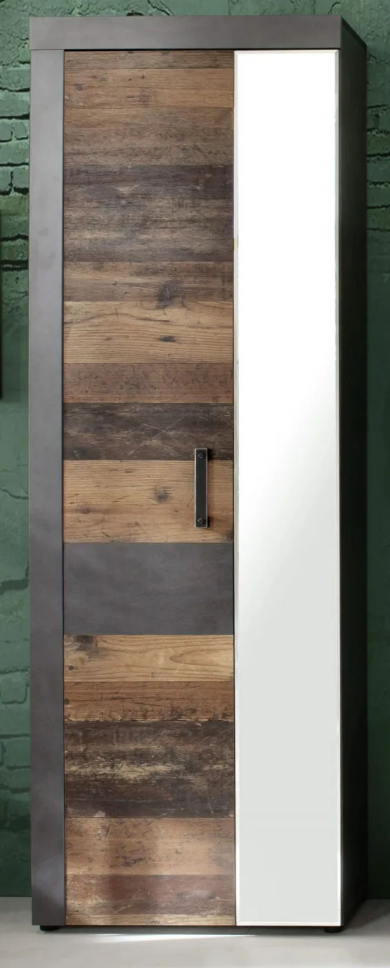 Garderoben-Set Indy 1 | Old Used Wood / Matera grau | 4-teilig | Shabby Look