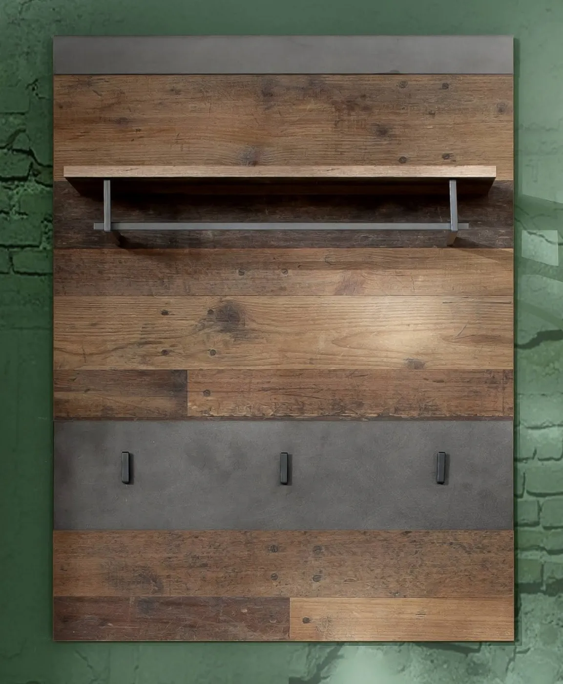 Garderoben-Set Indy 1 | Old Used Wood / Matera grau | 4-teilig | Shabby Look ohne Sitzkissen