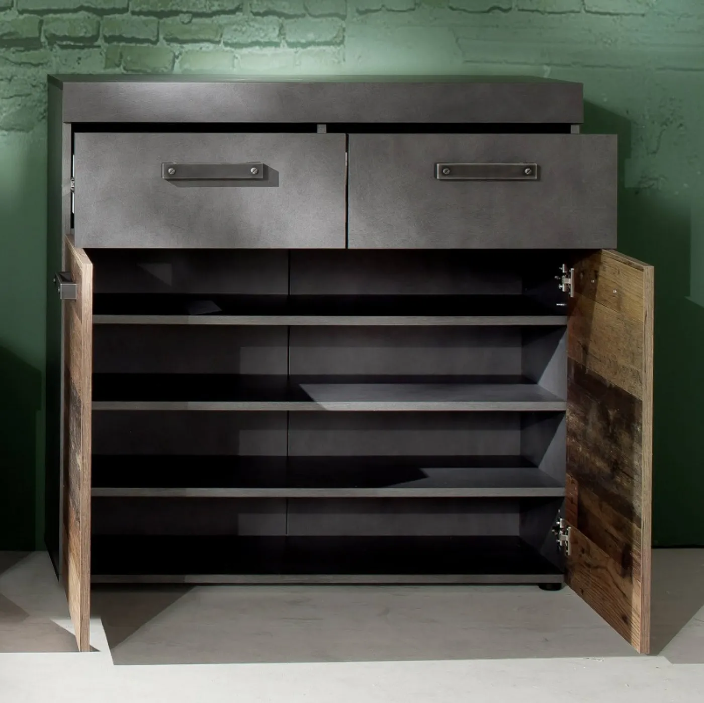 Garderoben-Set Indy | Old Used Wood / Matera grau | 3-teilig | Shabby Look