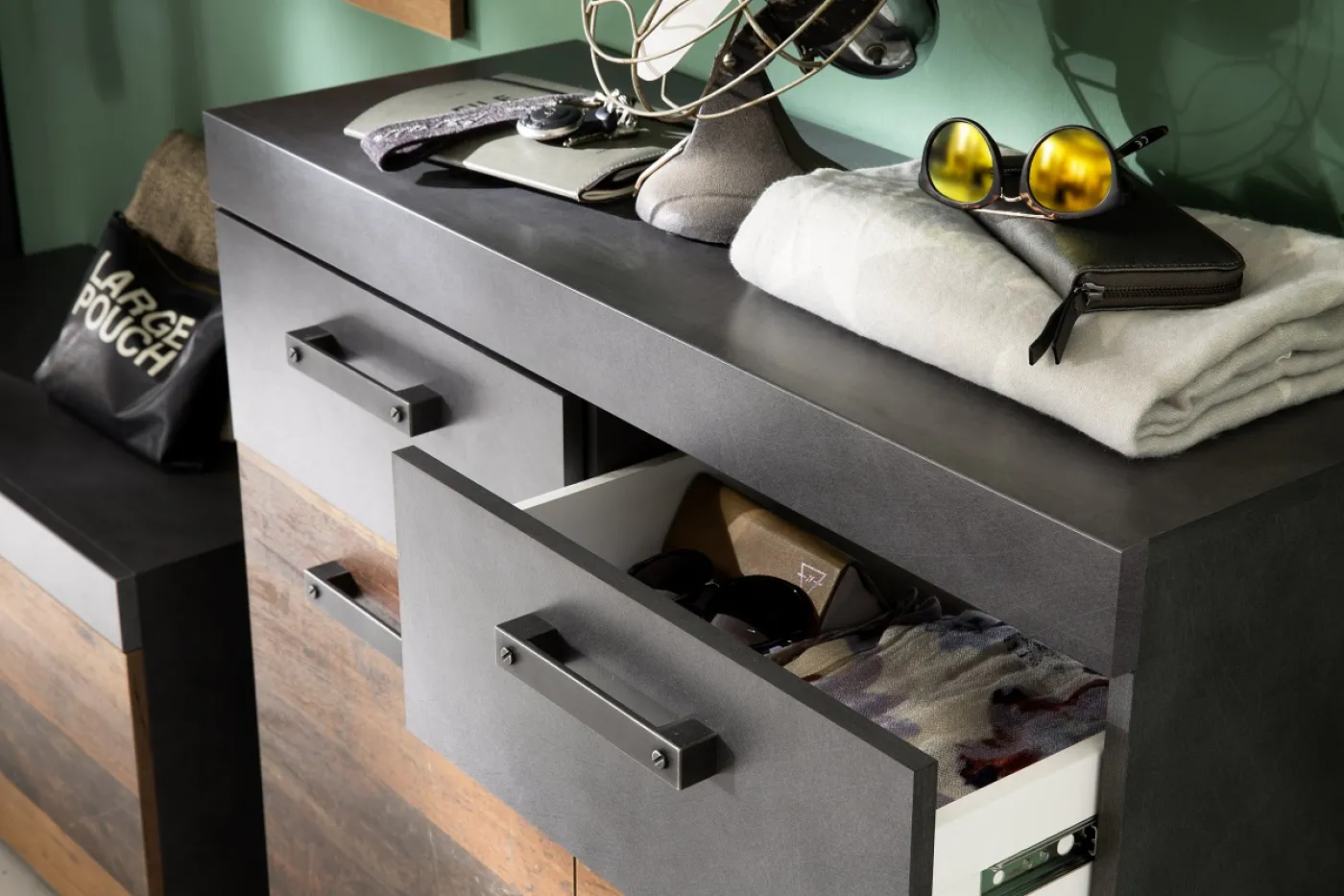 Garderoben-Set Indy | Old Used Wood / Matera grau | 3-teilig | Shabby Look