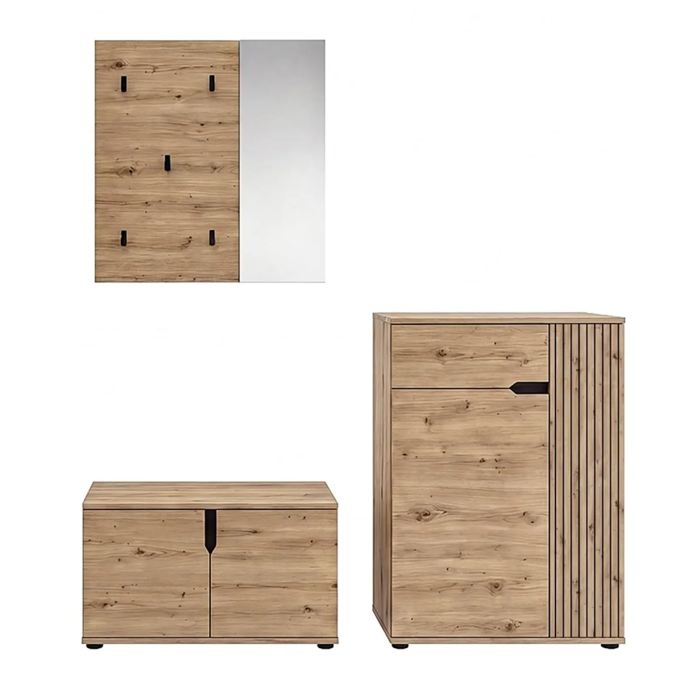Garderoben-Set Keno 1 | Artisan Eiche | 3-teilig mit Sitzkissen
