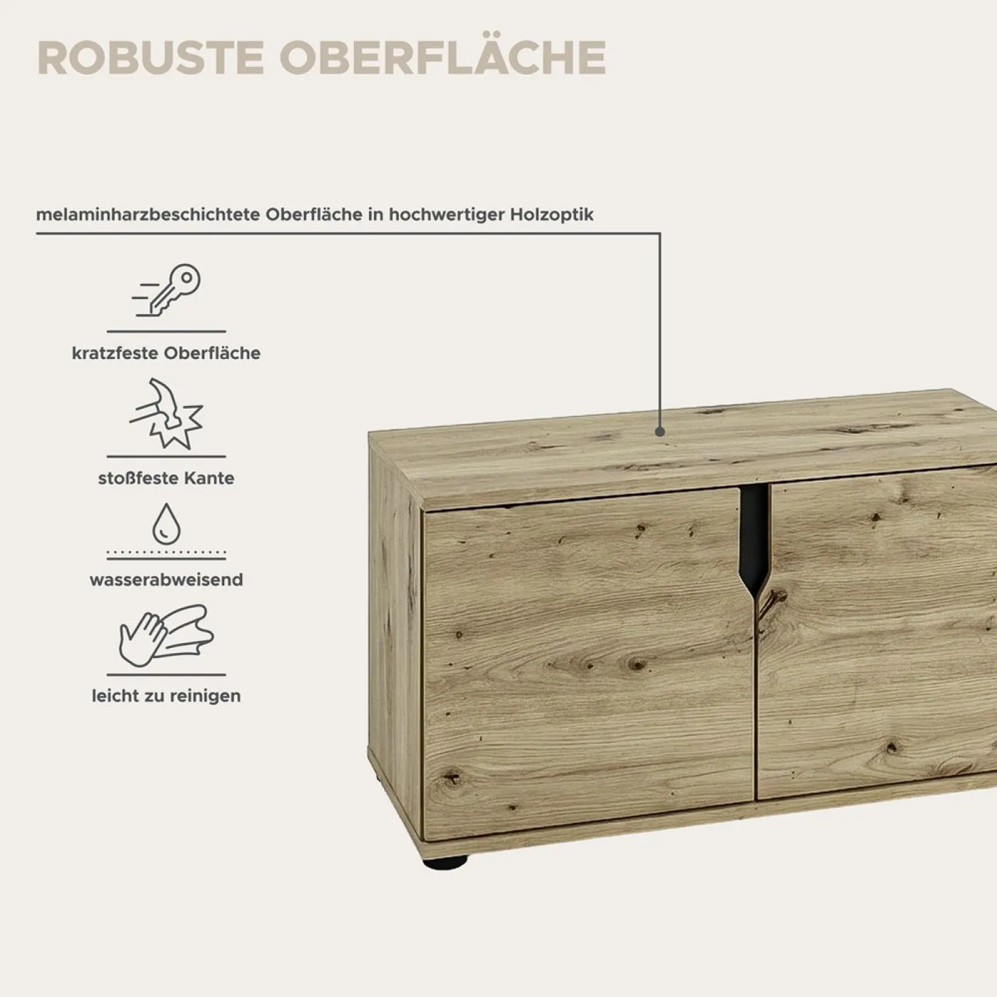 Garderoben-Set Keno 1 | Artisan Eiche | 3-teilig mit Sitzkissen