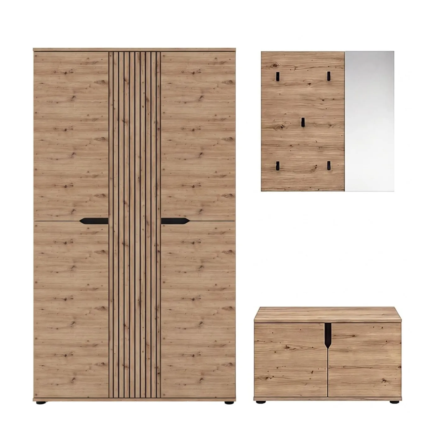 Garderoben-Set Keno 2 | Artisan Eiche | 3-teilig mit Sitzkissen