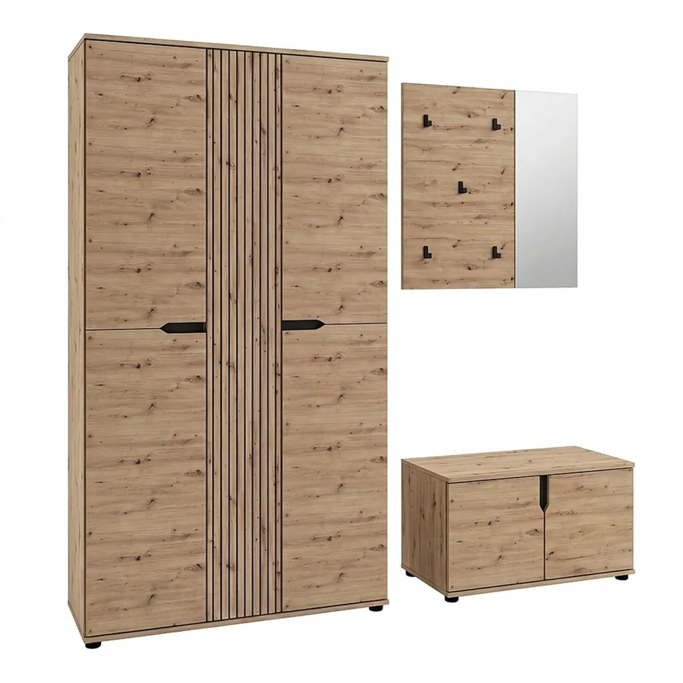 Garderoben-Set Keno 2 | Artisan Eiche | 3-teilig ohne Sitzkissen