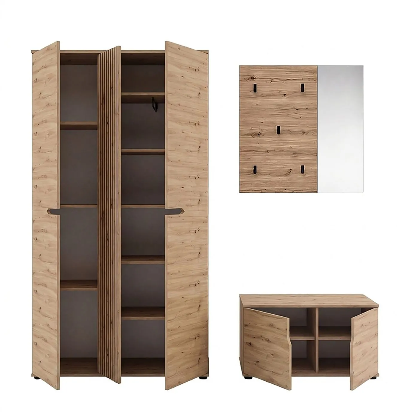 Garderoben-Set Keno 2 | Artisan Eiche | 3-teilig ohne Sitzkissen
