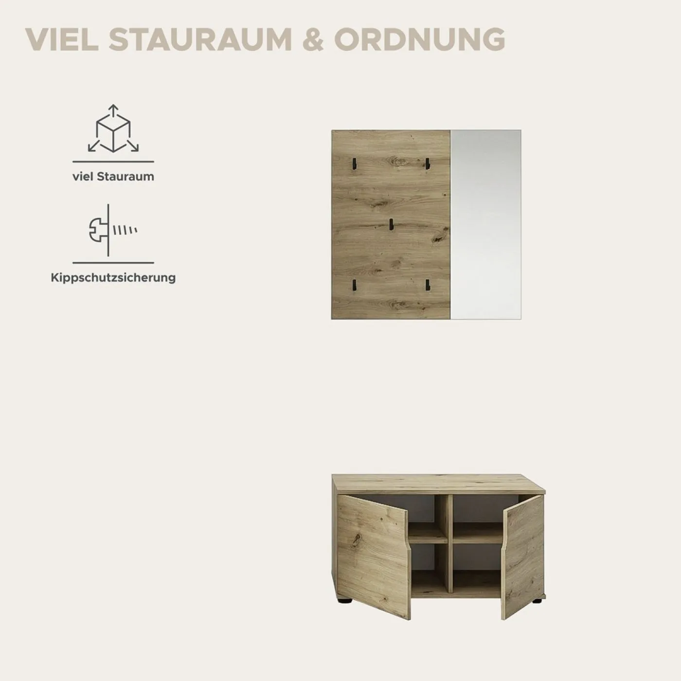 Garderoben-Set Keno | Artisan Eiche | 2-teilig