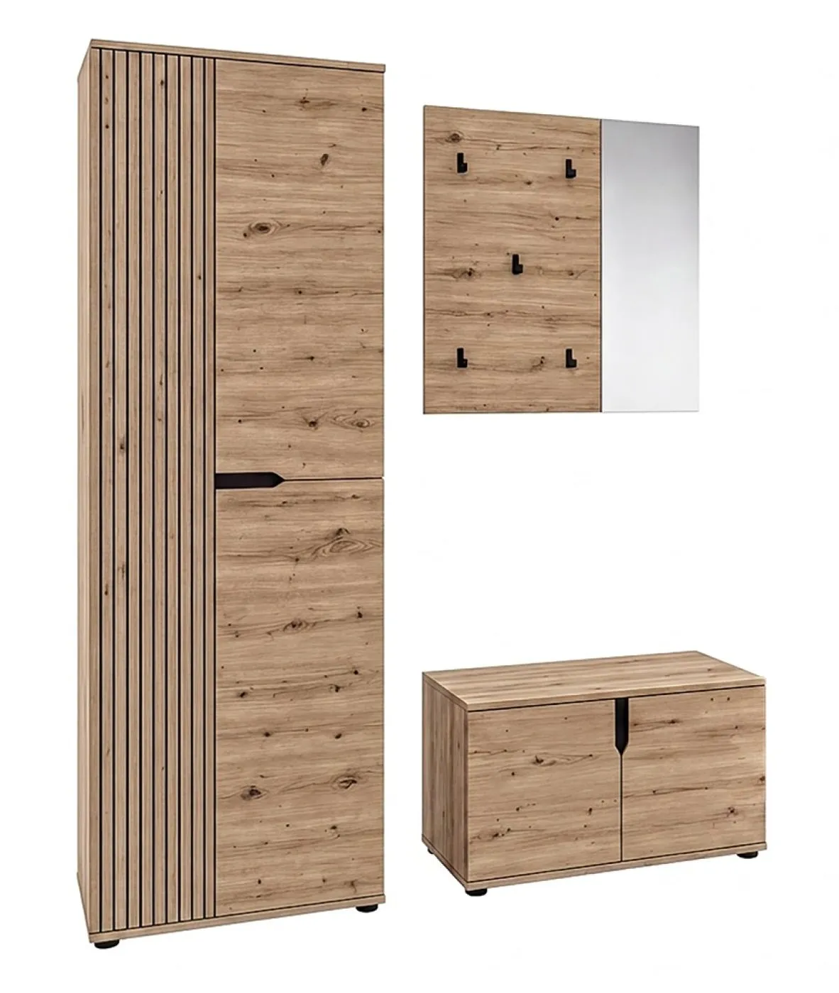 Garderoben-Set Keno | Artisan Eiche | 3-teilig mit Sitzkissen