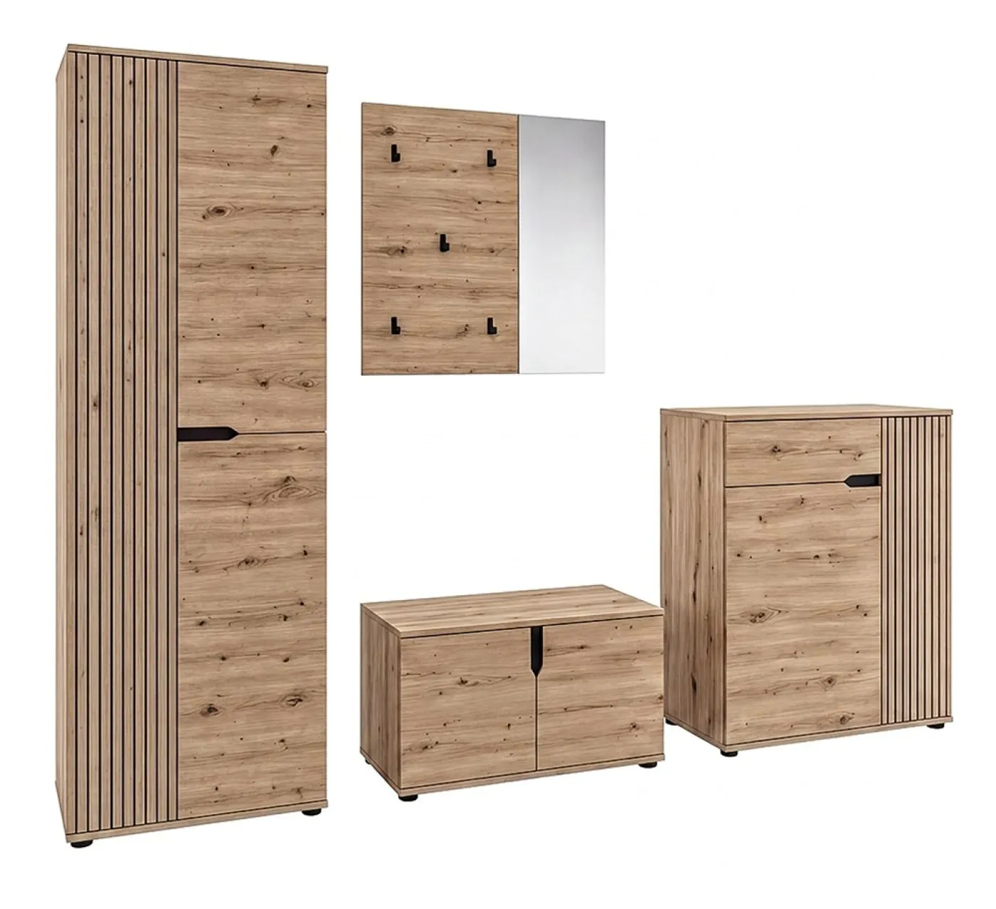 Garderoben-Set Keno | Artisan Eiche | 4-teilig mit Sitzkissen
