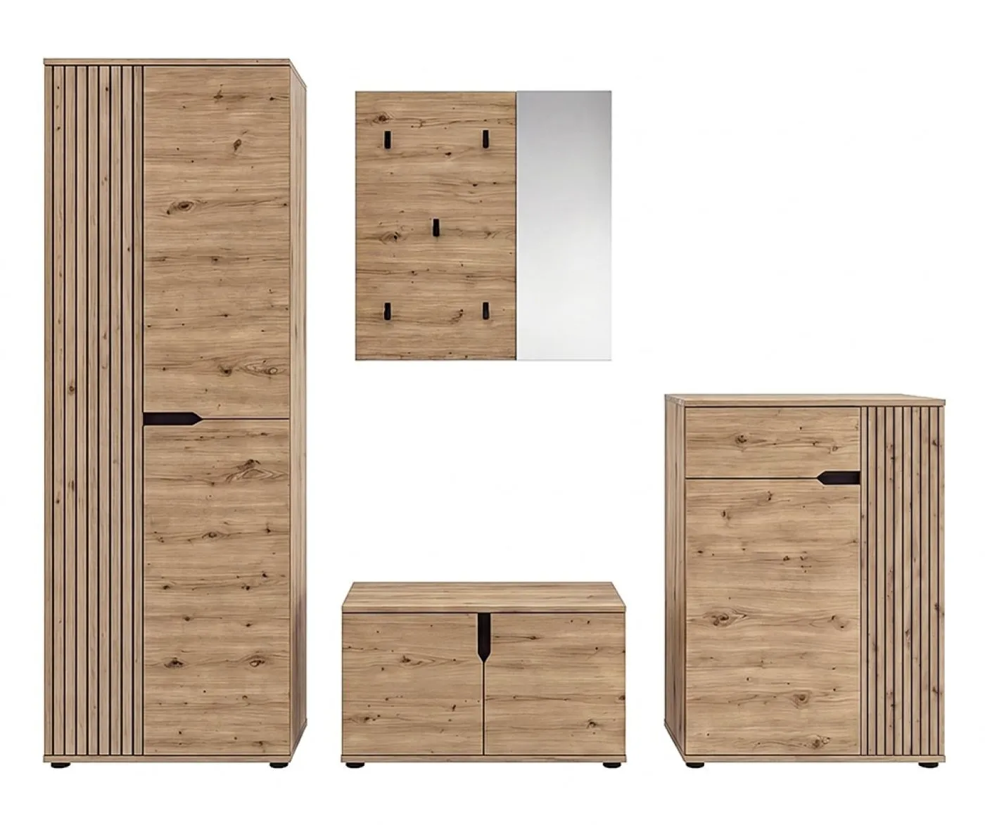 Garderoben-Set Keno | Artisan Eiche | 4-teilig mit Sitzkissen