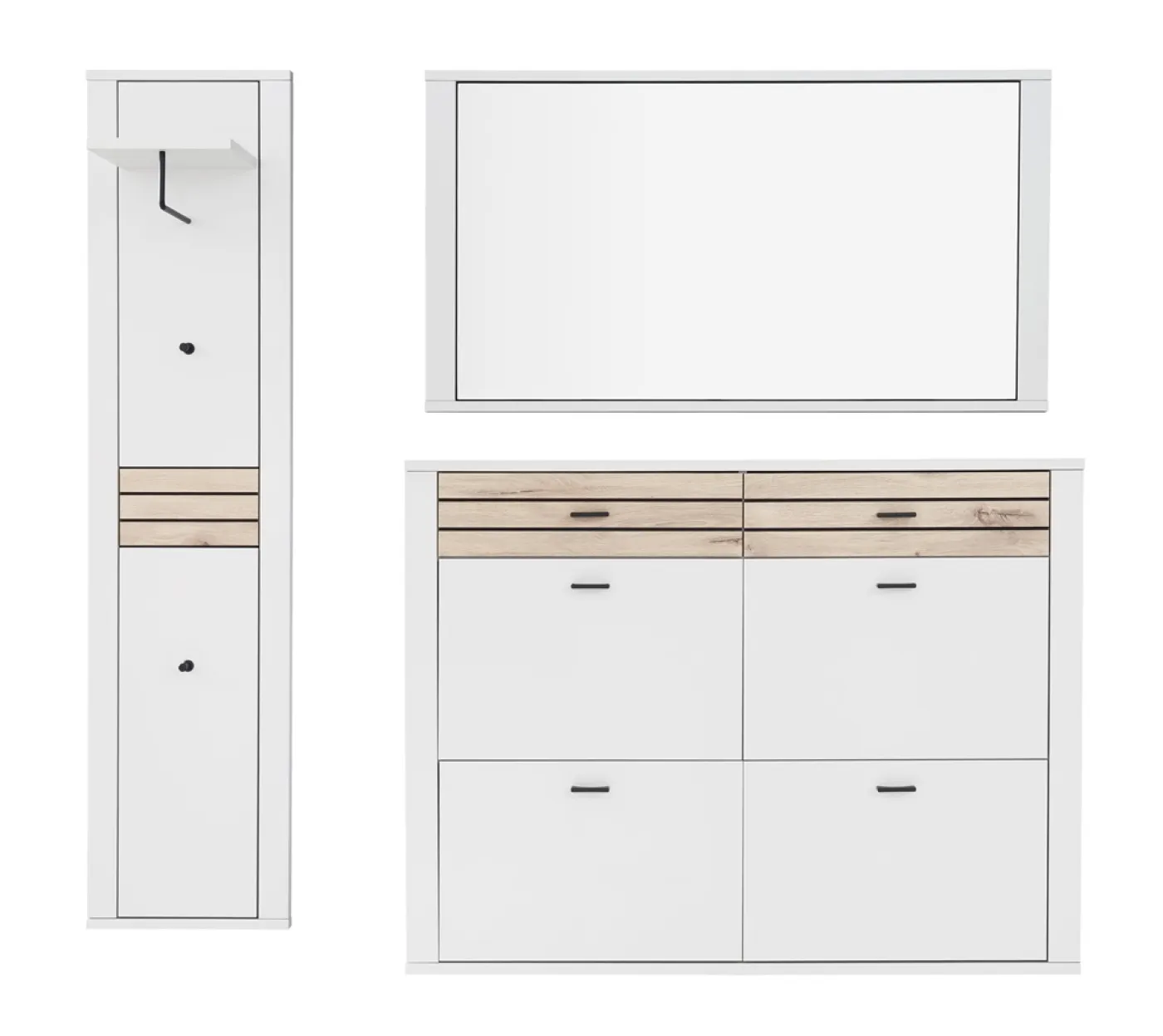 Garderoben Set Mantena | Modern White / Viking Oak | 3-teilig