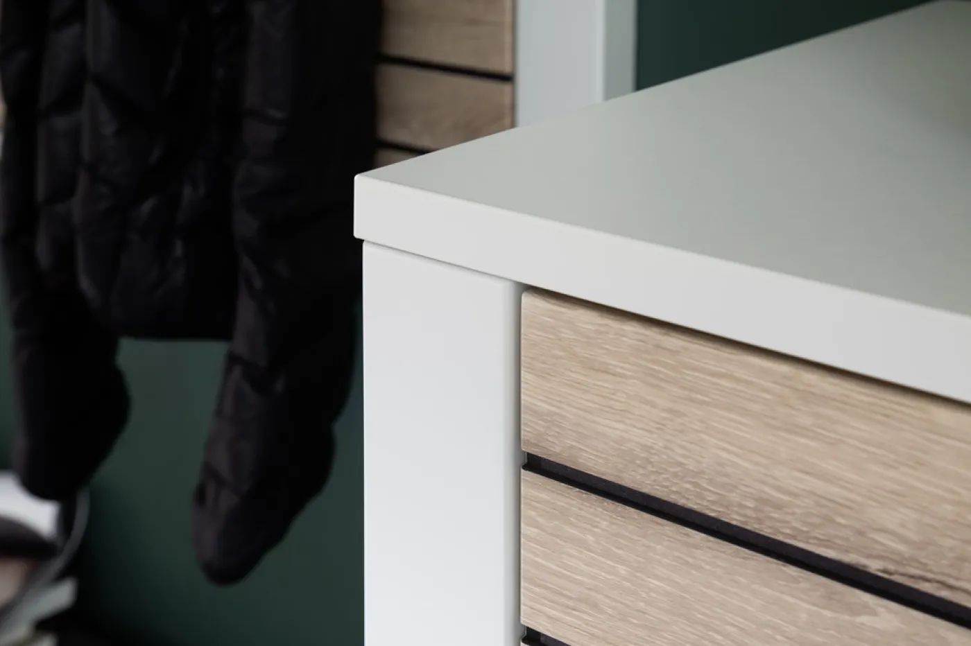 Garderoben Set Mantena | Modern White / Viking Oak | 5-teilig mit Sitzkissen