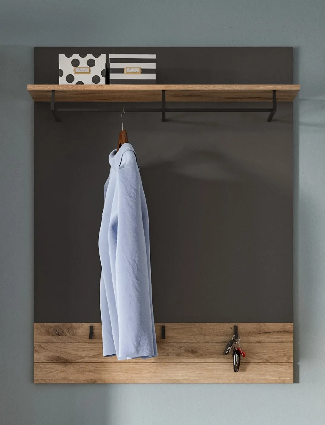 Garderoben-Set Mason | Nox Oak / Basalt grau | 5-teilig ohne Sitzkissen