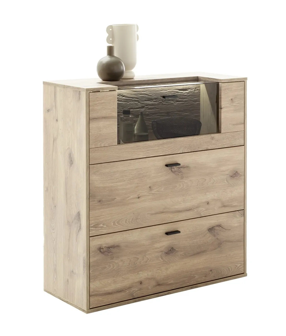 Garderoben Set Mezzano 3 | Viking Oak | 4-teilig mit Sitzkissen mit Beleuchtung