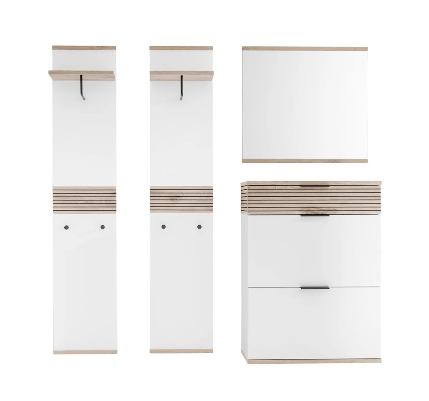 Garderoben Set Montello 1 | Soft White / Viking Oak | 4-teilig